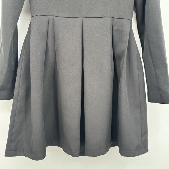 AEL Vintage Embellished Blazer Dress XS Black A-Line Notched Collar Cocktail - Picture 7 of 15